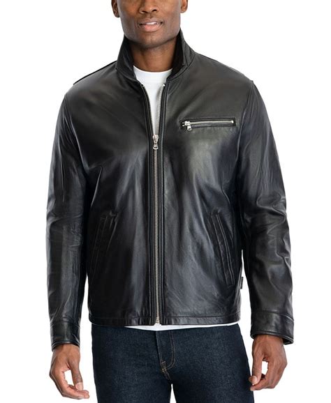 michael michael kors men's james dean leather jacket|Michael Kors men's overcoat macy's.